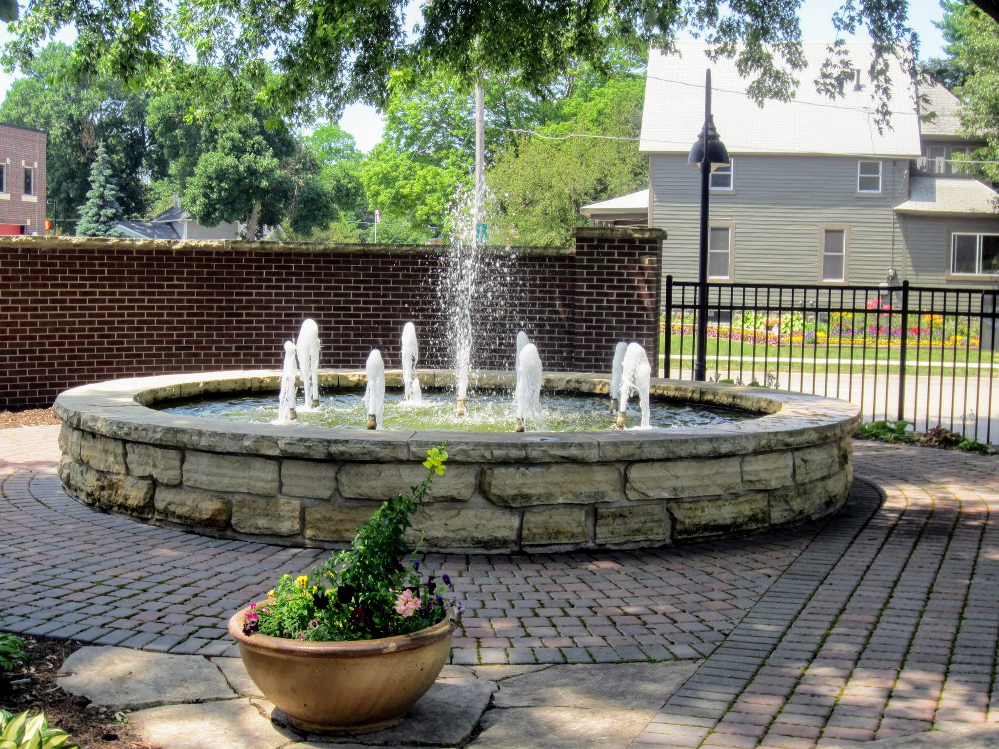 Fountain in town center